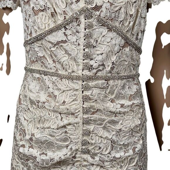 Self-Portrait Cream Cord Lace Diamanté Midi Dress Size US 6 / UK 10 NWT (035) - Picture 4 of 16